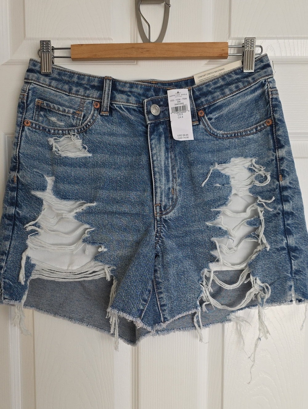 American Eagle Outfitters Distressed Light Blue Denim Jean Shorts